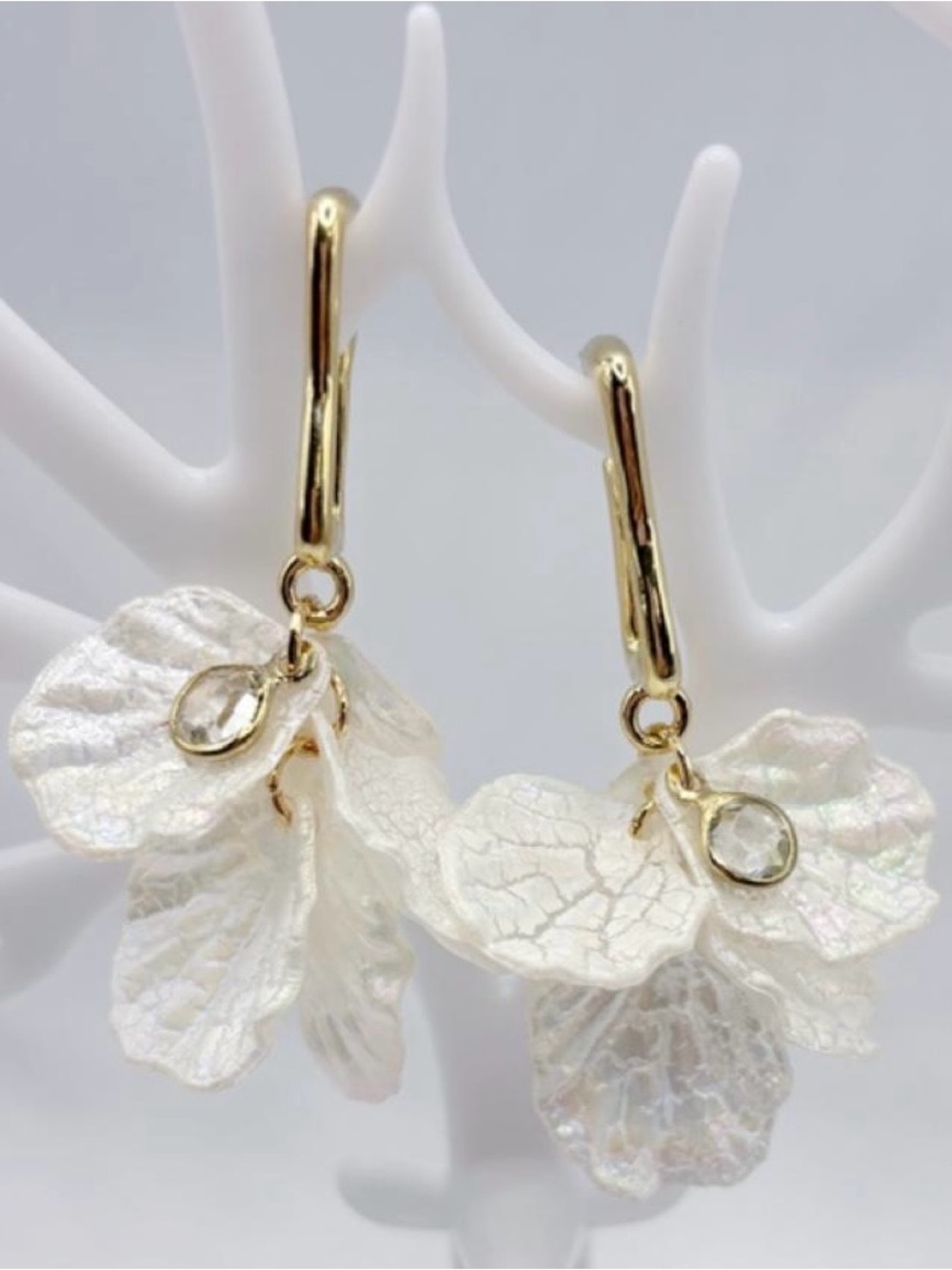 Statement Gold Plated Floral Drop Earrings - Elegant Petal Design